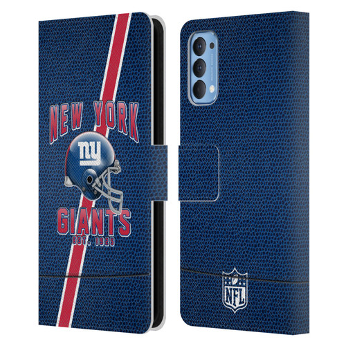NFL New York Giants Logo Art Football Stripes Leather Book Wallet Case Cover For OPPO Reno 4 5G