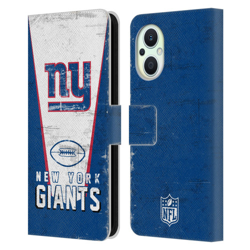 NFL New York Giants Logo Art Banner Leather Book Wallet Case Cover For OPPO Reno8 Lite