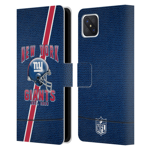 NFL New York Giants Logo Art Football Stripes Leather Book Wallet Case Cover For OPPO Reno4 Z 5G