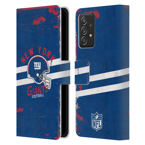 NFL New York Giants Logo Art Helmet Distressed Leather Book Wallet Case Cover For Samsung Galaxy A53 5G (2022)