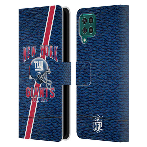 NFL New York Giants Logo Art Football Stripes Leather Book Wallet Case Cover For Samsung Galaxy F62 (2021)