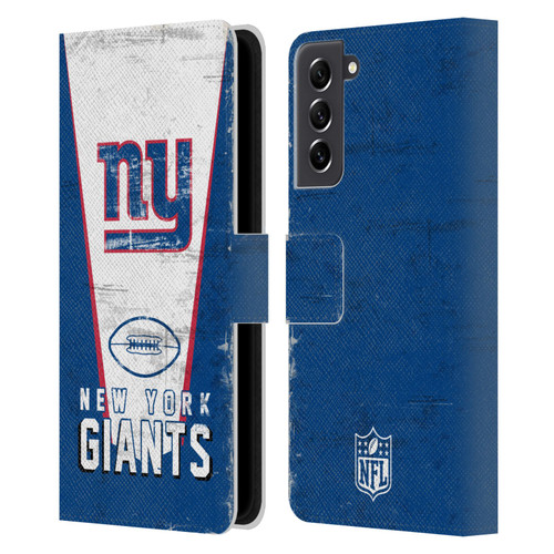 NFL New York Giants Logo Art Banner Leather Book Wallet Case Cover For Samsung Galaxy S21 FE 5G