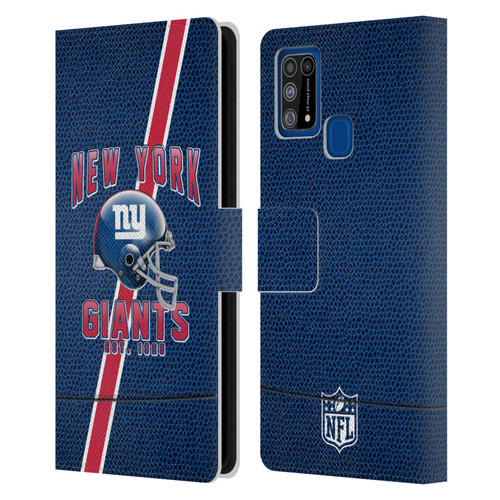 NFL New York Giants Logo Art Football Stripes Leather Book Wallet Case Cover For Samsung Galaxy M31 (2020)