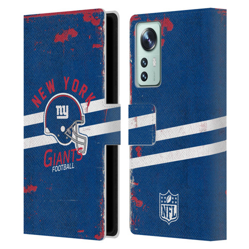 NFL New York Giants Logo Art Helmet Distressed Leather Book Wallet Case Cover For Xiaomi 12