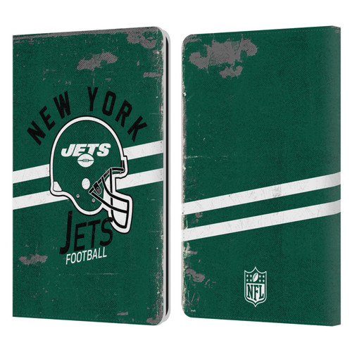 NFL New York Jets Logo Art Helmet Distressed Leather Book Wallet Case Cover For Amazon Kindle Paperwhite 1 / 2 / 3