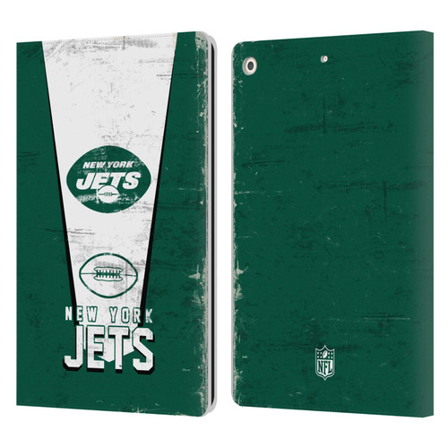 NFL New York Jets Logo Art Banner Leather Book Wallet Case Cover For Apple iPad 10.2 2019/2020/2021