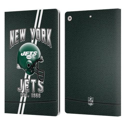 NFL New York Jets Logo Art Football Stripes Leather Book Wallet Case Cover For Apple iPad 10.2 2019/2020/2021