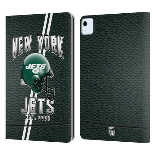 NFL New York Jets Logo Art Football Stripes Leather Book Wallet Case Cover For Apple iPad Air 11 2020/2022/2024