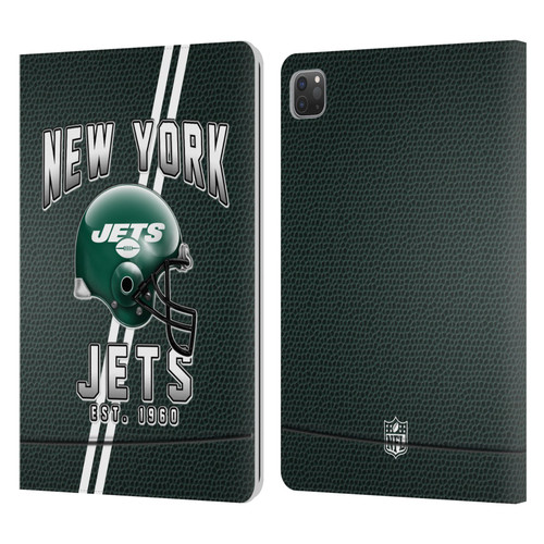 NFL New York Jets Logo Art Football Stripes Leather Book Wallet Case Cover For Apple iPad Pro 11 2020 / 2021 / 2022