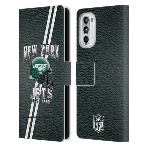 NFL New York Jets Logo Art Football Stripes Leather Book Wallet Case Cover For Motorola Moto G52