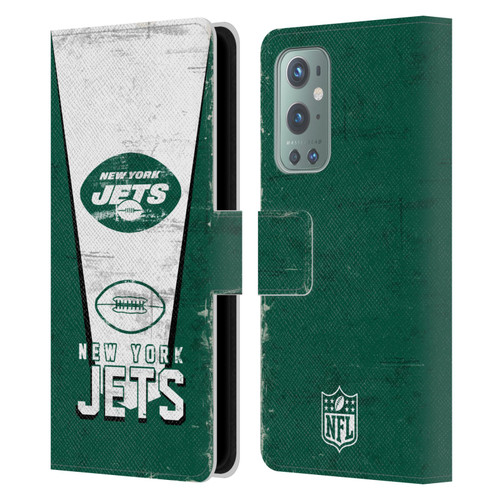 NFL New York Jets Logo Art Banner Leather Book Wallet Case Cover For OnePlus 9