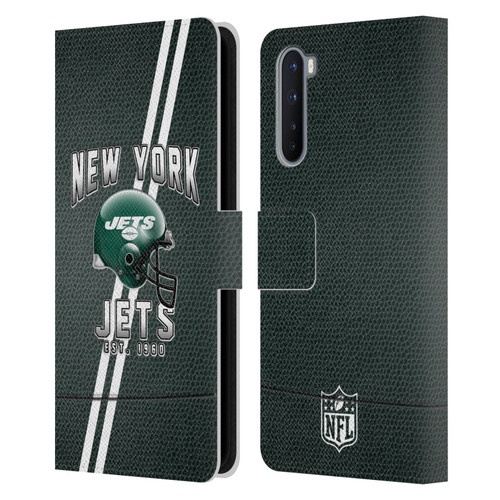 NFL New York Jets Logo Art Football Stripes Leather Book Wallet Case Cover For OnePlus Nord 5G