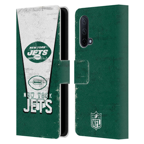 NFL New York Jets Logo Art Banner Leather Book Wallet Case Cover For OnePlus Nord CE 5G