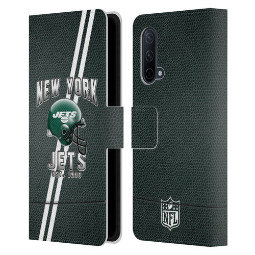 NFL New York Jets Logo Art Football Stripes Leather Book Wallet Case Cover For OnePlus Nord CE 5G