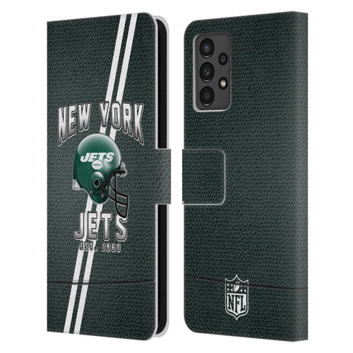 NFL New York Jets Logo Art Football Stripes Leather Book Wallet Case Cover For Samsung Galaxy A13 (2022)