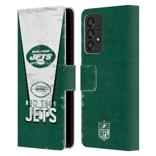 NFL New York Jets Logo Art Banner Leather Book Wallet Case Cover For Samsung Galaxy A33 5G (2022)