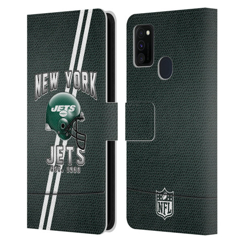 NFL New York Jets Logo Art Football Stripes Leather Book Wallet Case Cover For Samsung Galaxy M30s (2019)/M21 (2020)