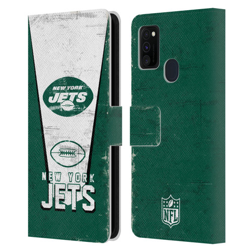 NFL New York Jets Logo Art Banner Leather Book Wallet Case Cover For Samsung Galaxy M30s (2019)/M21 (2020)