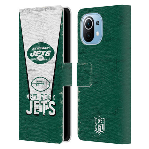 NFL New York Jets Logo Art Banner Leather Book Wallet Case Cover For Xiaomi Mi 11