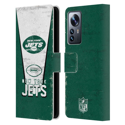 NFL New York Jets Logo Art Banner Leather Book Wallet Case Cover For Xiaomi 12 Pro