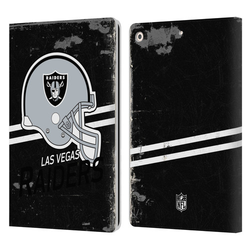 NFL Las Vegas Raiders Logo Art Helmet Distressed Look 100th Leather Book Wallet Case Cover For Apple iPad 10.2 2019/2020/2021