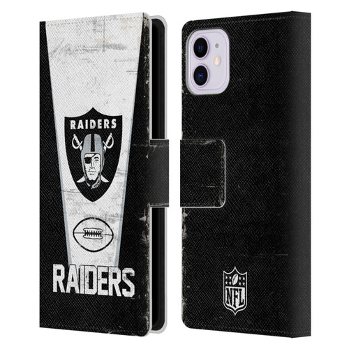 NFL Las Vegas Raiders Logo Art Banner 100th Leather Book Wallet Case Cover For Apple iPhone 11
