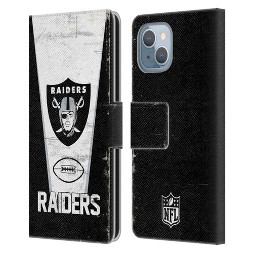 NFL Las Vegas Raiders Logo Art Banner 100th Leather Book Wallet Case Cover For Apple iPhone 14