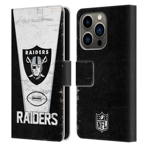 NFL Las Vegas Raiders Logo Art Banner 100th Leather Book Wallet Case Cover For Apple iPhone 14 Pro