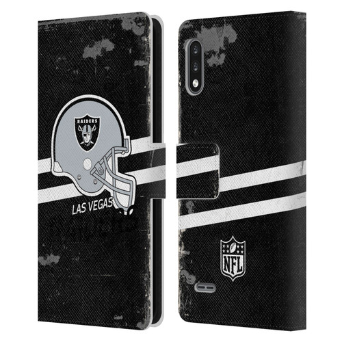 NFL Las Vegas Raiders Logo Art Helmet Distressed Look 100th Leather Book Wallet Case Cover For LG K22