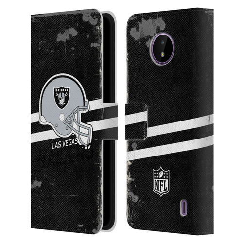 NFL Las Vegas Raiders Logo Art Helmet Distressed Look 100th Leather Book Wallet Case Cover For Nokia C10 / C20