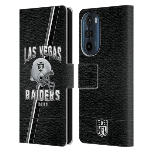 NFL Las Vegas Raiders Logo Art Football Stripes 100th Leather Book Wallet Case Cover For Motorola Edge 30
