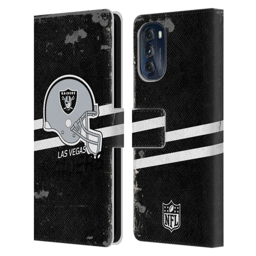 NFL Las Vegas Raiders Logo Art Helmet Distressed Look 100th Leather Book Wallet Case Cover For Motorola Moto G (2022)