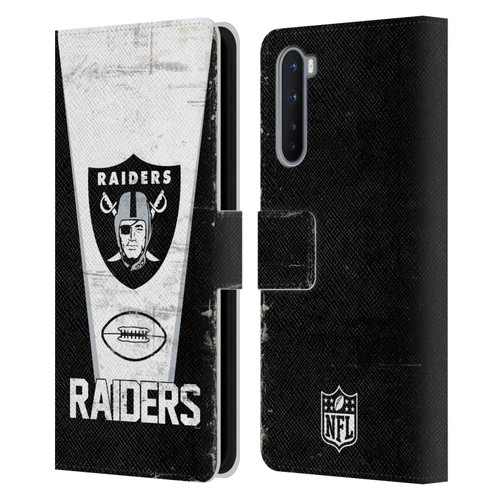 NFL Las Vegas Raiders Logo Art Banner 100th Leather Book Wallet Case Cover For OnePlus Nord 5G