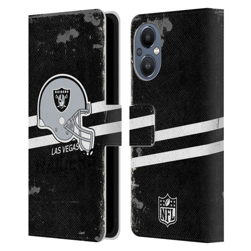 NFL Las Vegas Raiders Logo Art Helmet Distressed Look 100th Leather Book Wallet Case Cover For OnePlus Nord N20 5G