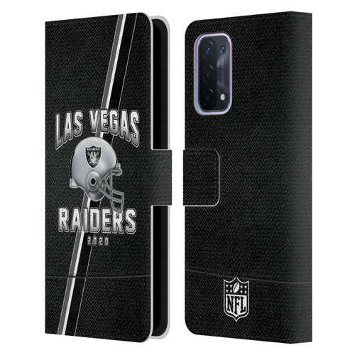 NFL Las Vegas Raiders Logo Art Football Stripes 100th Leather Book Wallet Case Cover For OPPO A54 5G