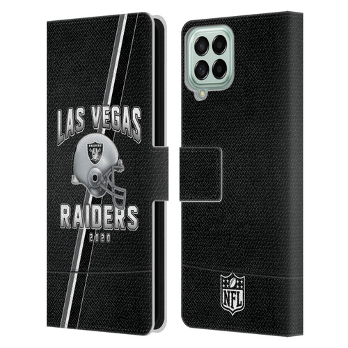 NFL Las Vegas Raiders Logo Art Football Stripes 100th Leather Book Wallet Case Cover For Samsung Galaxy M53 (2022)