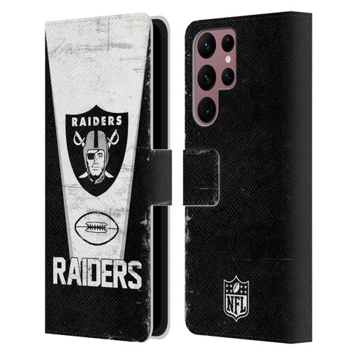 NFL Las Vegas Raiders Logo Art Banner 100th Leather Book Wallet Case Cover For Samsung Galaxy S22 Ultra 5G