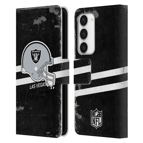 NFL Las Vegas Raiders Logo Art Helmet Distressed Look 100th Leather Book Wallet Case Cover For Samsung Galaxy S23 5G