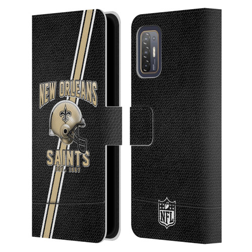 NFL New Orleans Saints Logo Art Football Stripes Leather Book Wallet Case Cover For HTC Desire 21 Pro 5G