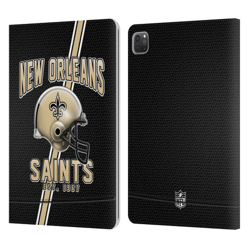 NFL New Orleans Saints Logo Art Football Stripes Leather Book Wallet Case Cover For Apple iPad Pro 11 2020 / 2021 / 2022