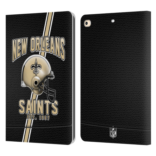 NFL New Orleans Saints Logo Art Football Stripes Leather Book Wallet Case Cover For Apple iPad 9.7 2017 / iPad 9.7 2018