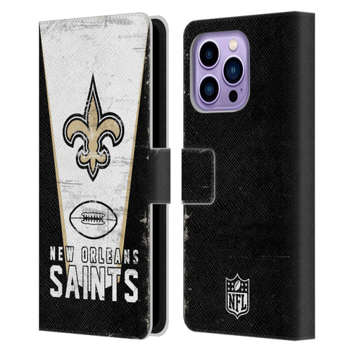 NFL New Orleans Saints Logo Art Banner Leather Book Wallet Case Cover For Apple iPhone 14 Pro Max