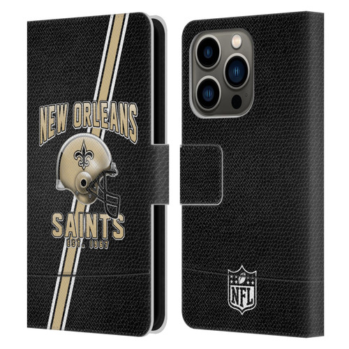 NFL New Orleans Saints Logo Art Football Stripes Leather Book Wallet Case Cover For Apple iPhone 14 Pro