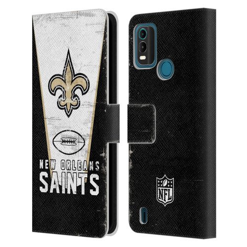NFL New Orleans Saints Logo Art Banner Leather Book Wallet Case Cover For Nokia G11 Plus