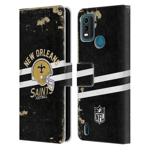 NFL New Orleans Saints Logo Art Helmet Distressed Leather Book Wallet Case Cover For Nokia G11 Plus