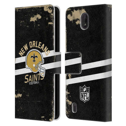 NFL New Orleans Saints Logo Art Helmet Distressed Leather Book Wallet Case Cover For Nokia C01 Plus/C1 2nd Edition