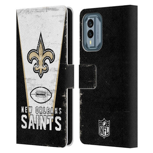 NFL New Orleans Saints Logo Art Banner Leather Book Wallet Case Cover For Nokia X30
