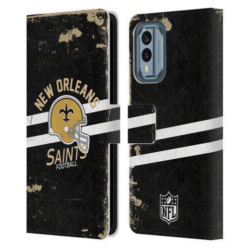 NFL New Orleans Saints Logo Art Helmet Distressed Leather Book Wallet Case Cover For Nokia X30