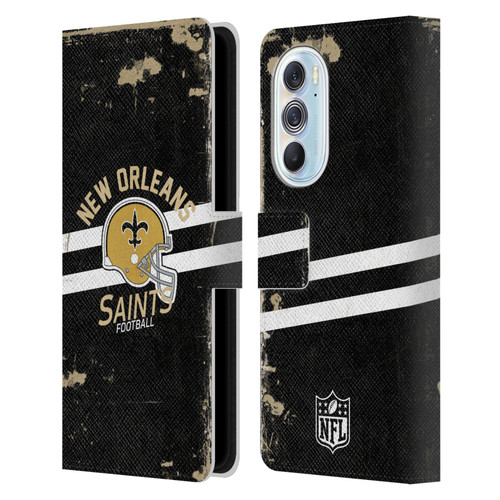 NFL New Orleans Saints Logo Art Helmet Distressed Leather Book Wallet Case Cover For Motorola Edge X30