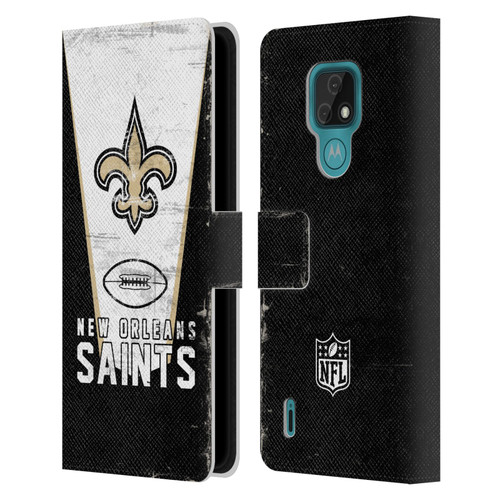 NFL New Orleans Saints Logo Art Banner Leather Book Wallet Case Cover For Motorola Moto E7